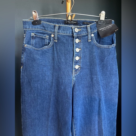 Banana Republic Buttoned Dark Blue Flare Jeans - Picture 4 of 9